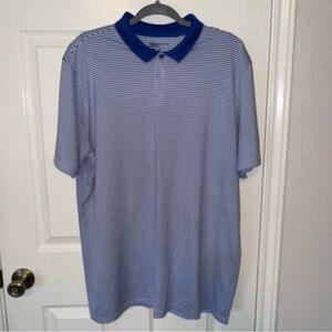 Men’s Nike Polo Shirt XL Blue Stripes Dri Fit Golf Golfer Casual Mens